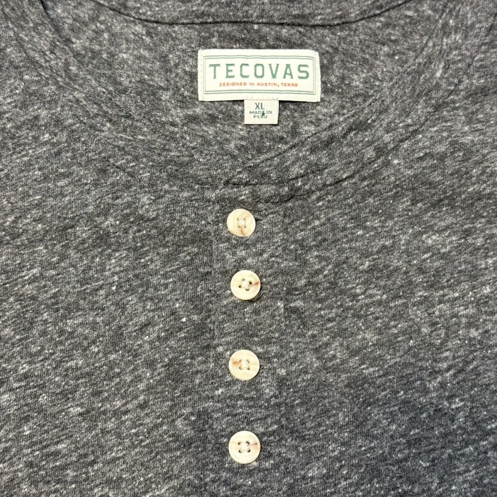 Tecovas Henley Shirt Mens Medium M Charcoal Gray Long Sleeve Heather Western